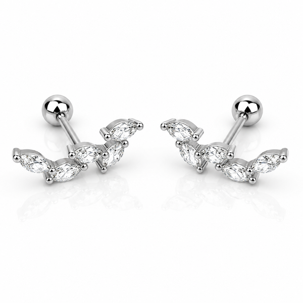 Marquise Leaf Climber Earrings