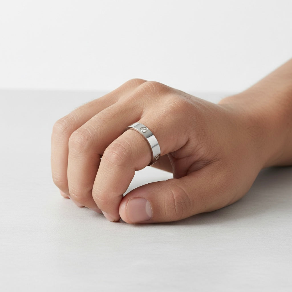 Men’s Minimal Silver Band Ring
