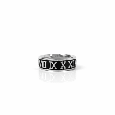 Men’s Roman Numeral Silver Band Ring