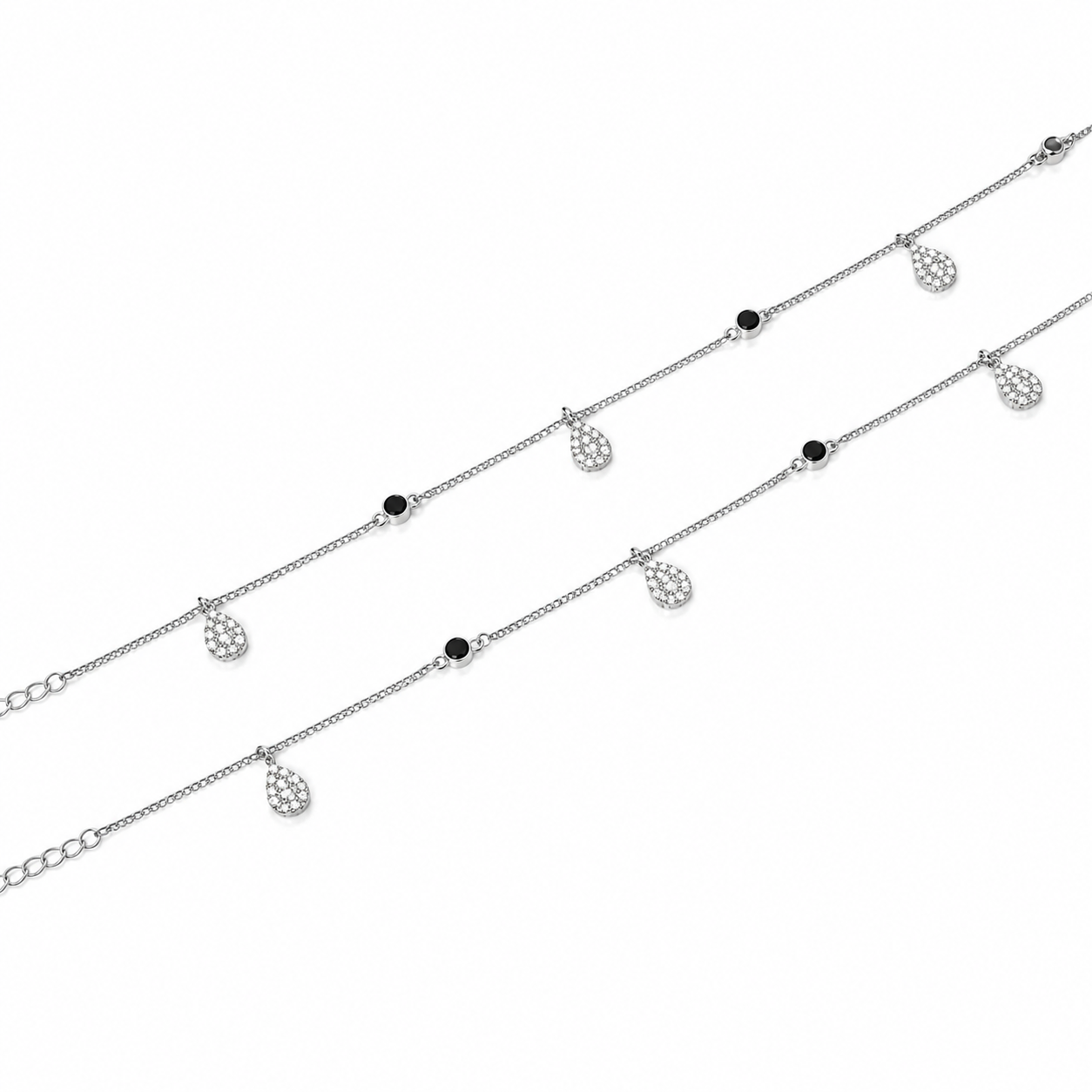 Midnight Drop Silver Anklet