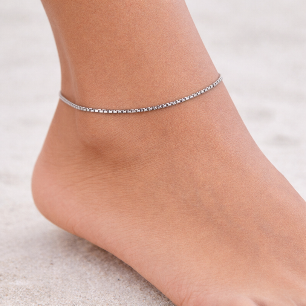 Minimal Slider Chain Anklet for Women