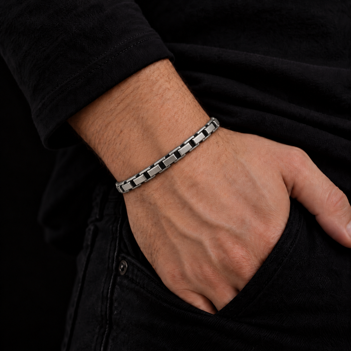 Oxidised Box Chain Bracelet