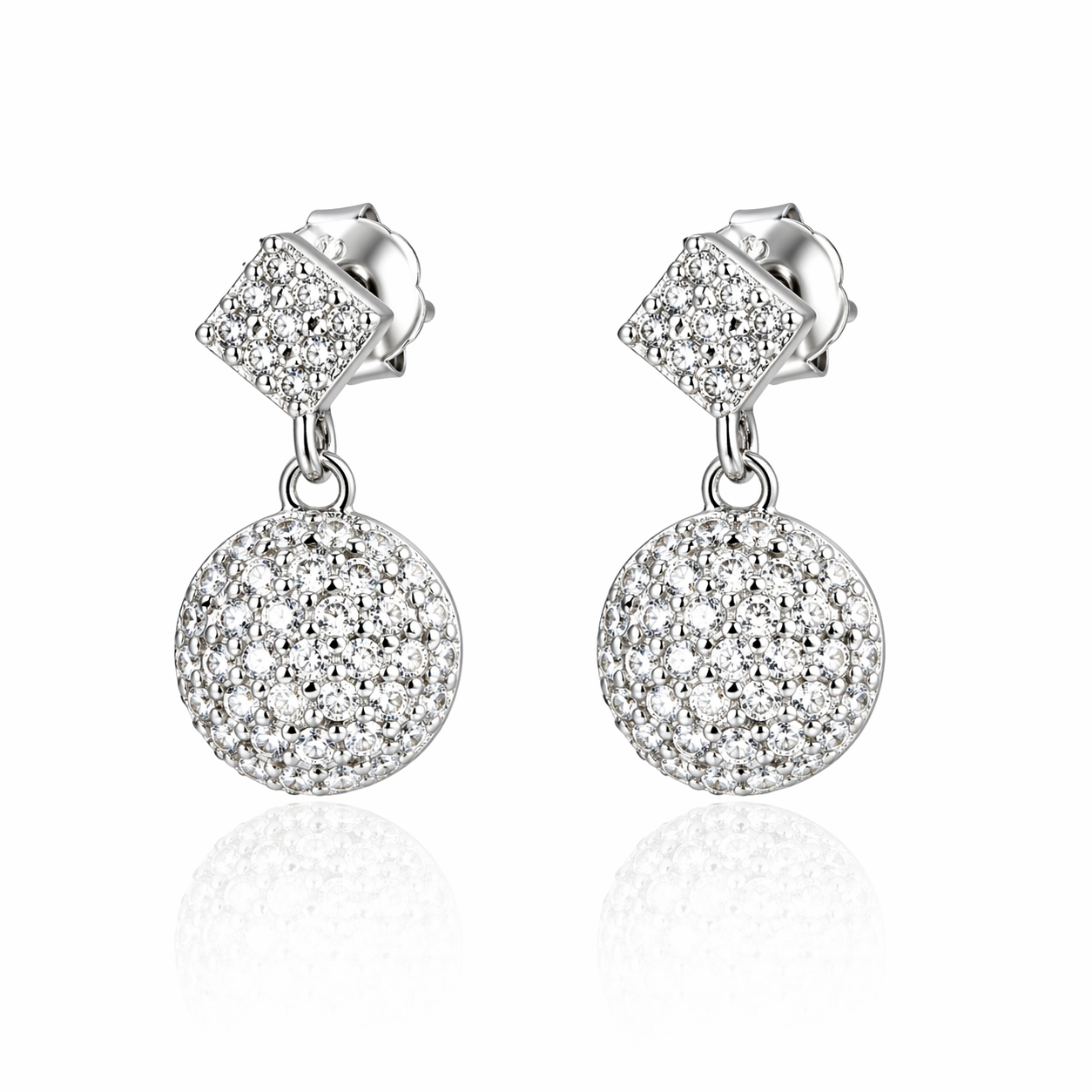 Pavé Disc Drop Earrings