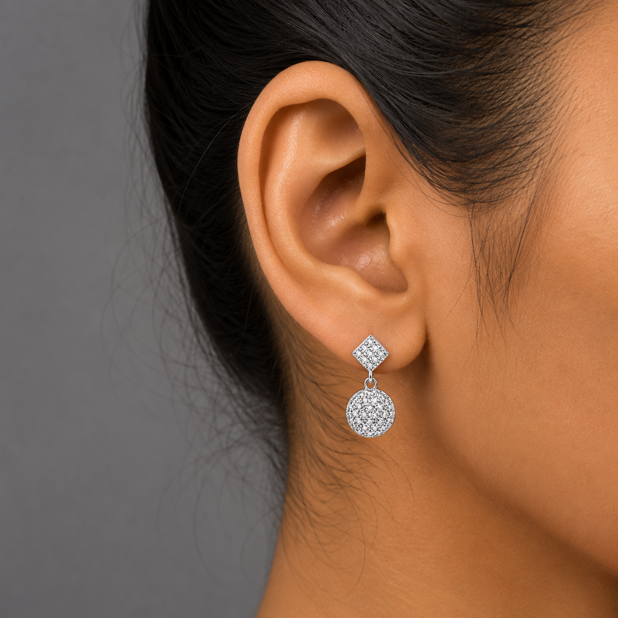 Pavé Disc Drop Earrings