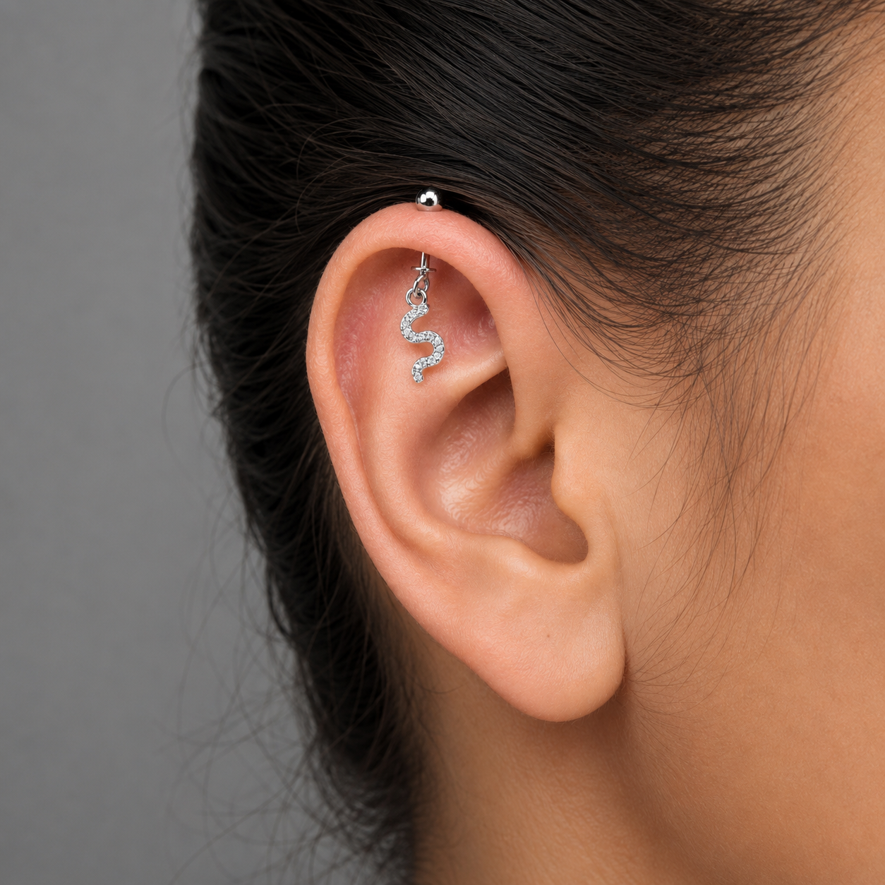 Serpent Helix Drop Earring