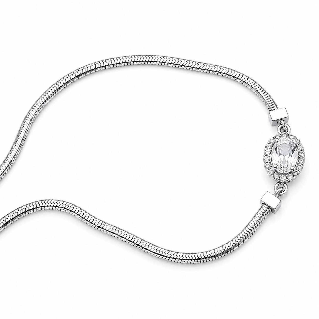 Radiant Solitaire Silver Anklet