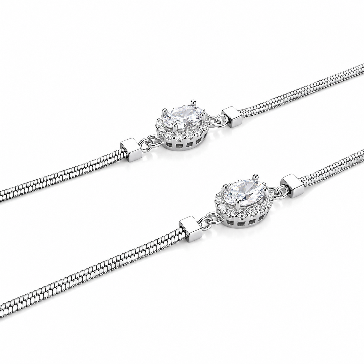 Radiant Solitaire Silver Anklet