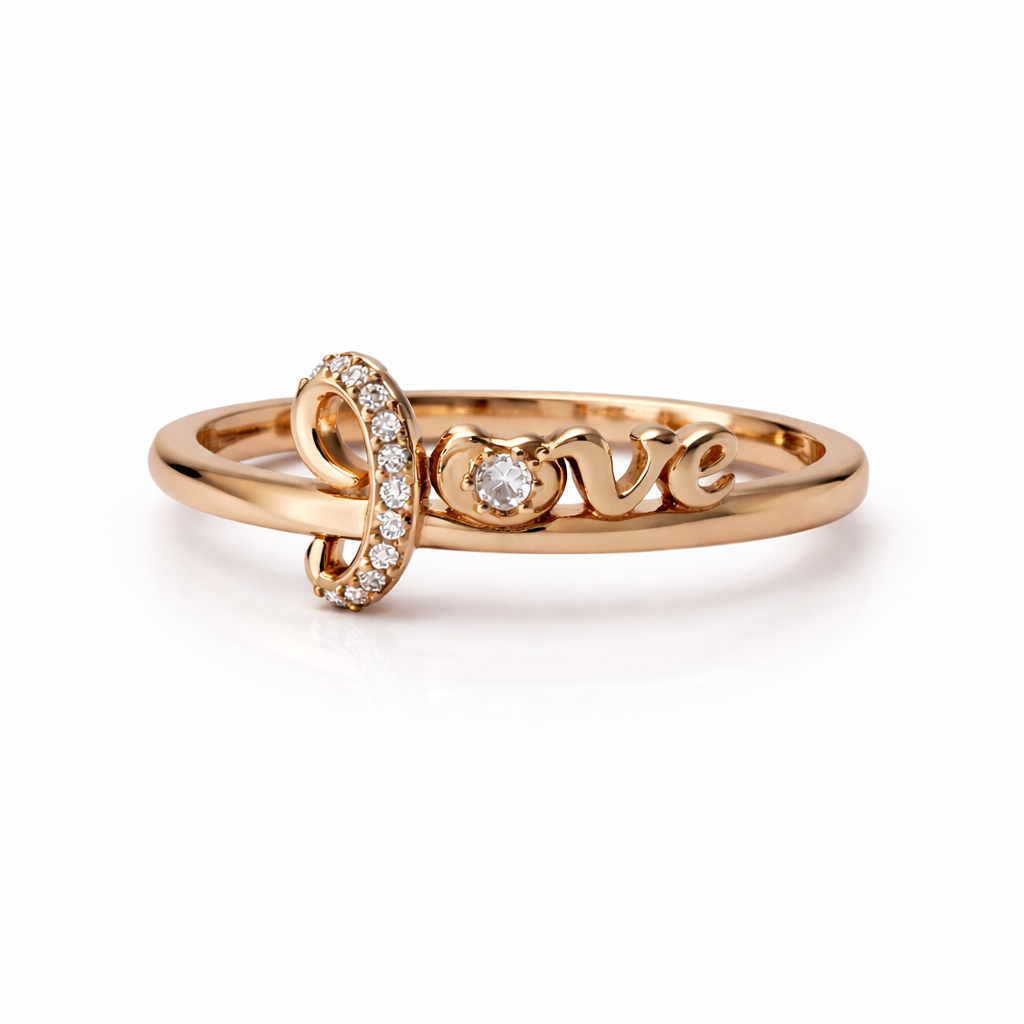 Rose Gold Love Adjustable Silver Ring