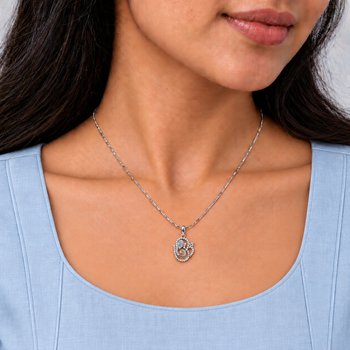 Om Ganesha stone studded Pendant Necklace