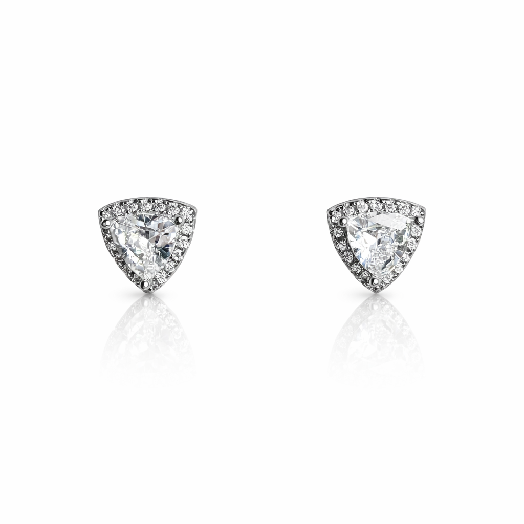 Trillion Halo Stud Earrings
