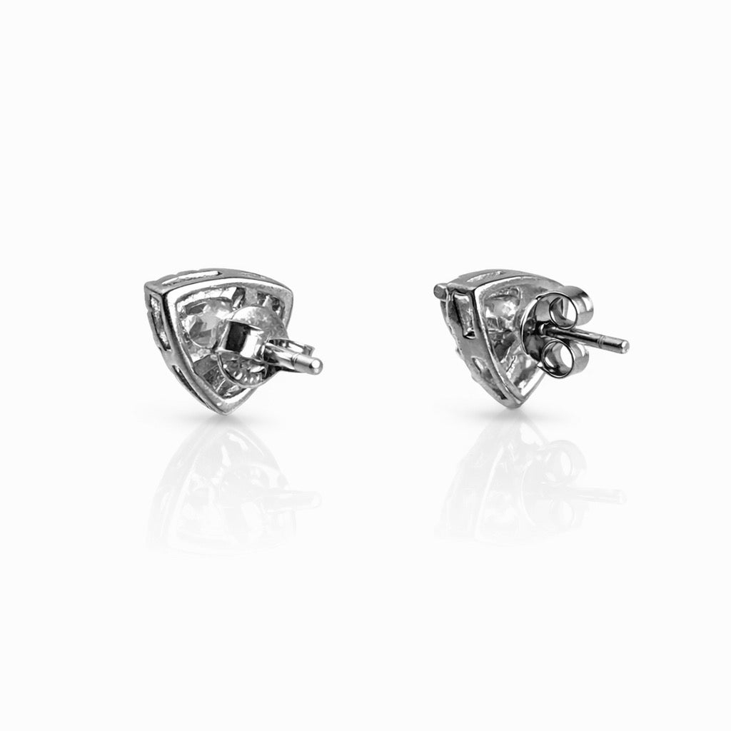 Trillion Halo Stud Earrings