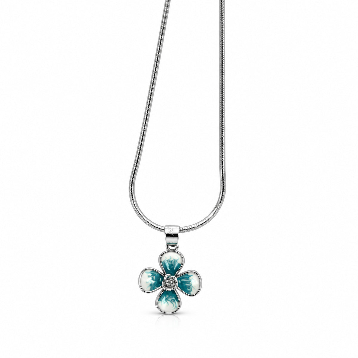 Turquoise Enamel Flower Necklace