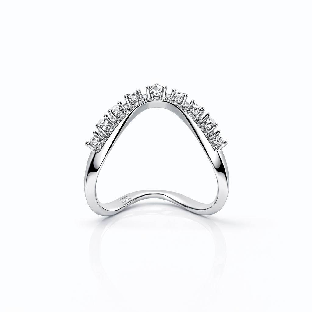 Wave Crest Silver Ring with High-Grade Stones